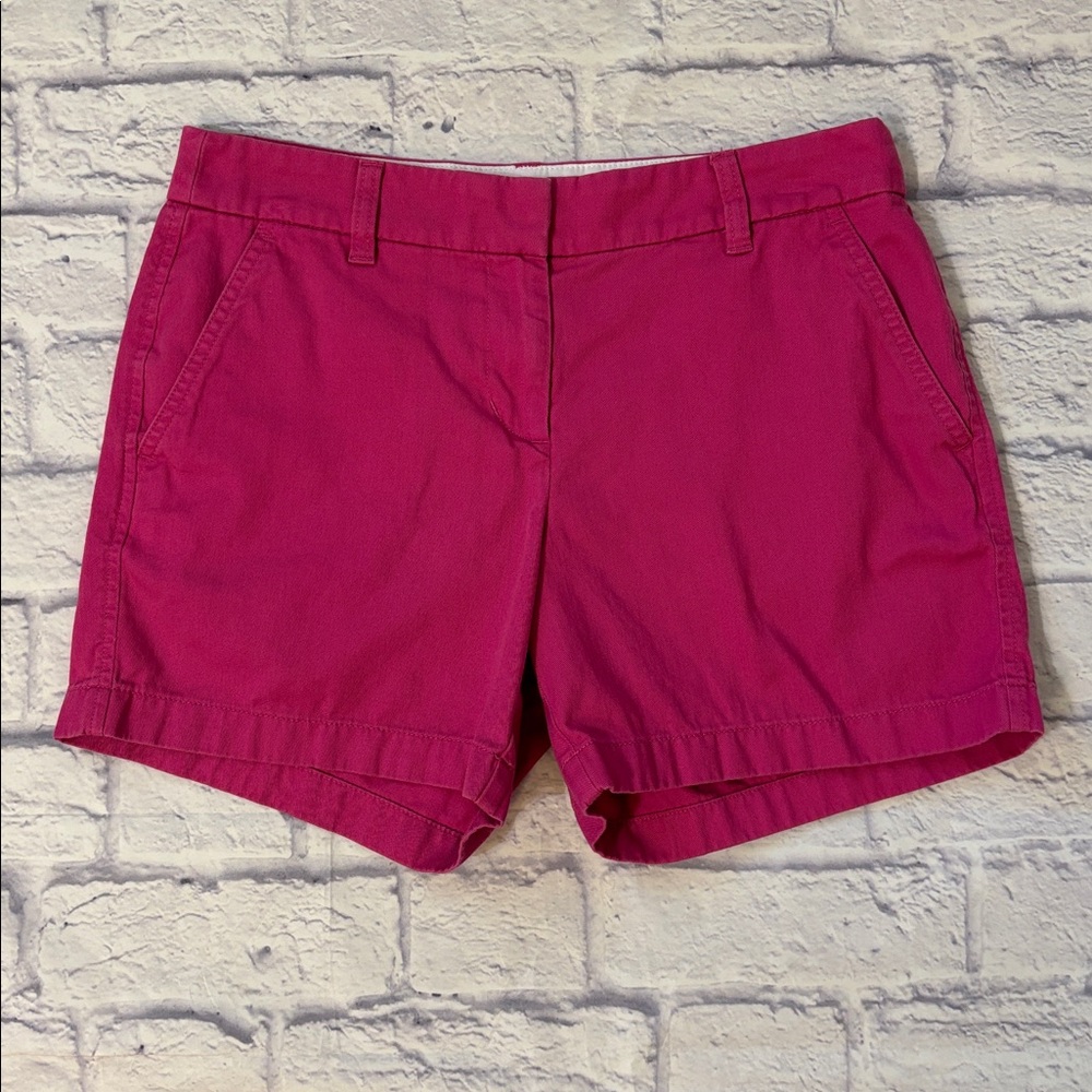 J Crew Pink Chino Shorts Plain Front Mid Rise 5 Inch Inseam Women’s Size 4